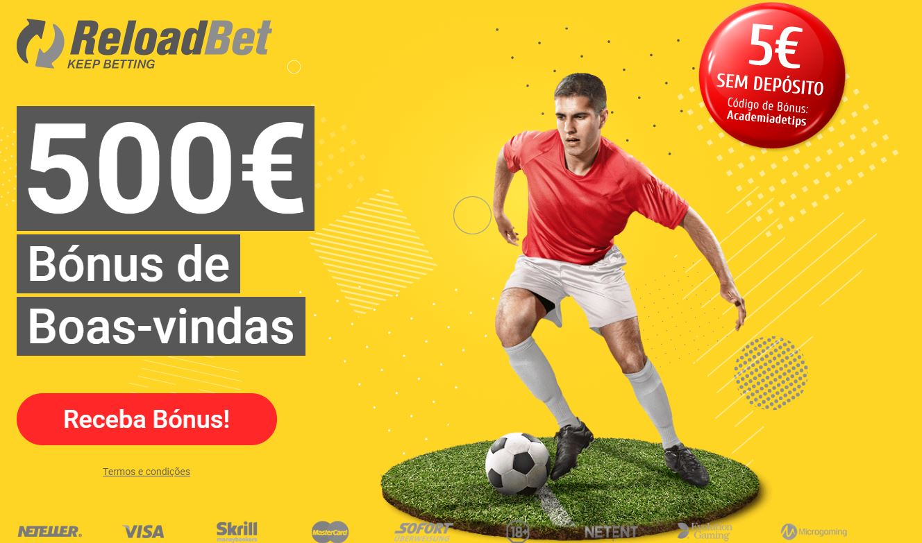 €5 Sem Depósito e Bónus de Boas Vindas de €500 – Reloadbet